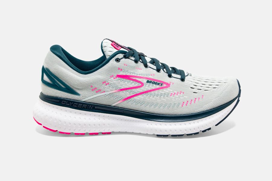 Brooks Running Shoes Womens White/Pink - Glycerin 19 Road - 3426-ZVMLS